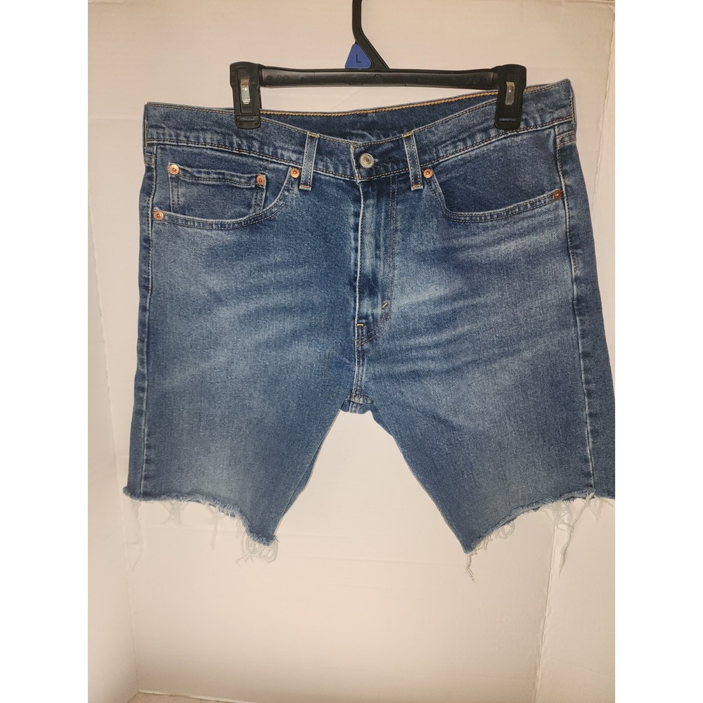 Men's 505 Levi's Cut Off Jean Shorts Blue Wash Size 34x39